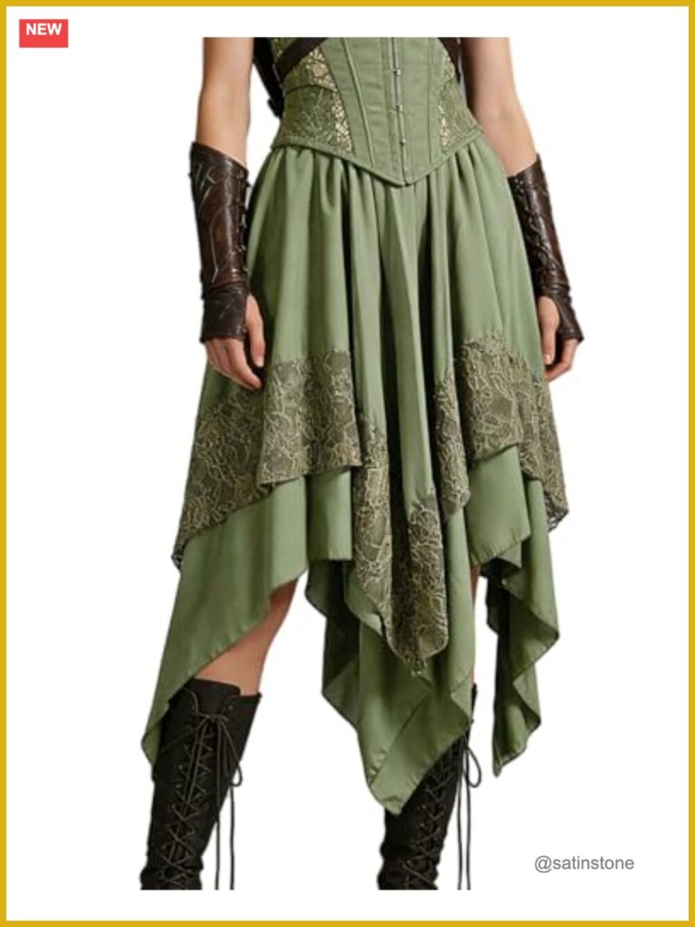 Y2K Fairy Grunge High Low Lace Layered Midi Skirt Renaissance